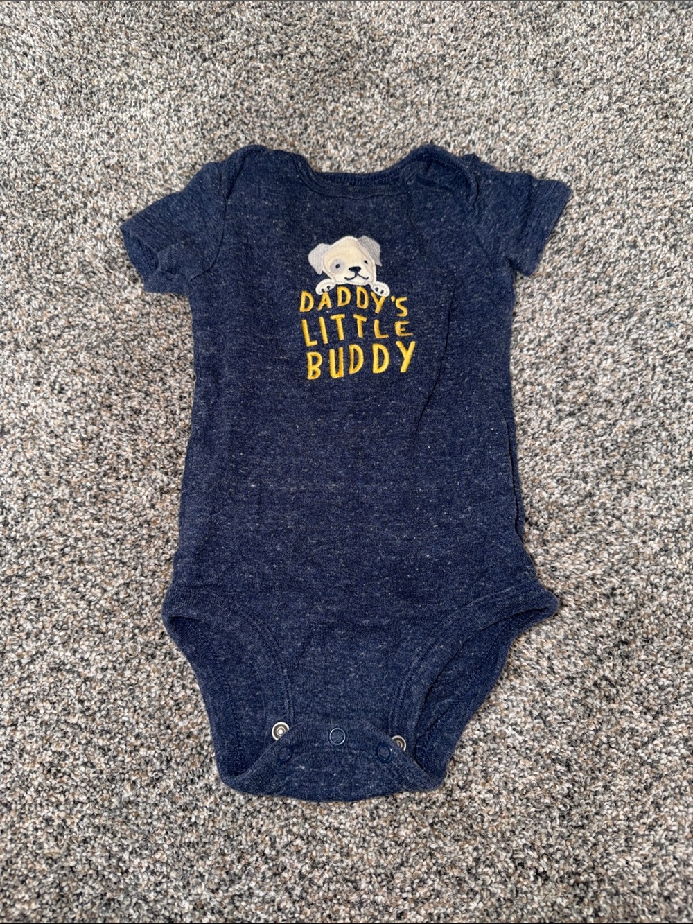 child of mine Navy One-Piece Bodysuit with Yellow Lettering and Bear